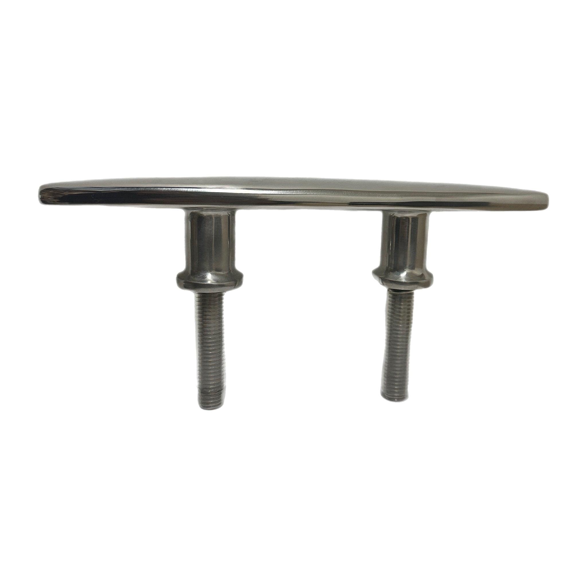 Marine Hardware 10" 316 SS Stud Mount Euro Style Cleat SSCL66011-2SE - Essenbay Marine