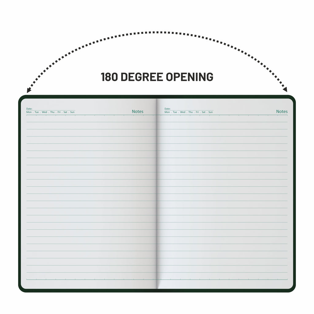 Anupam Daily Notes A5 Journal Notebook – 256 Pages, 80gsm, Fine Matte PVC Hard Cover with Foil, Elastic Closure, and Special Undated Calendar Pages