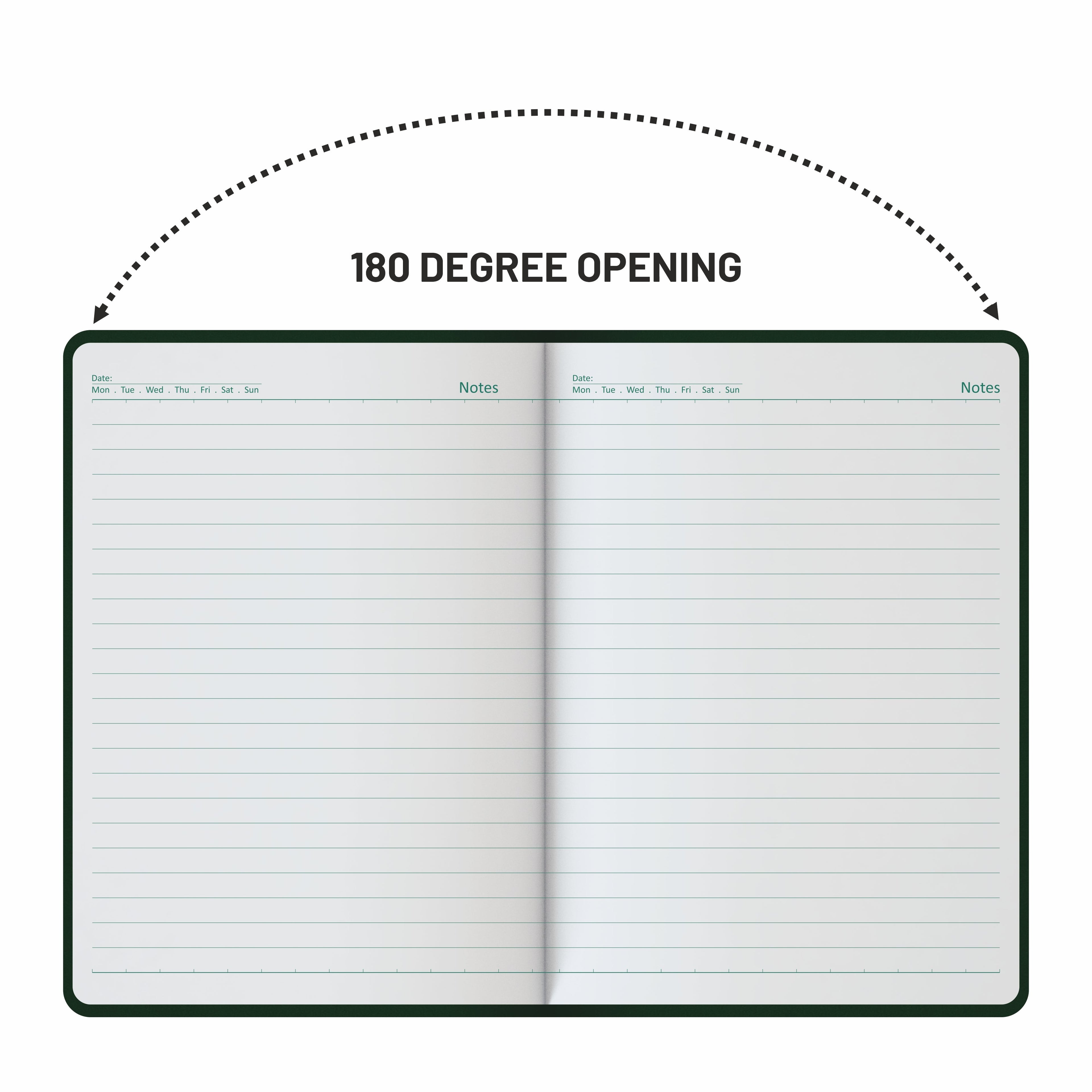 Anupam Daily Notes A5 Journal Notebook – 256 Pages, 80gsm, Fine Matte PVC Hard Cover with Foil, Elastic Closure, and Special Undated Calendar Pages