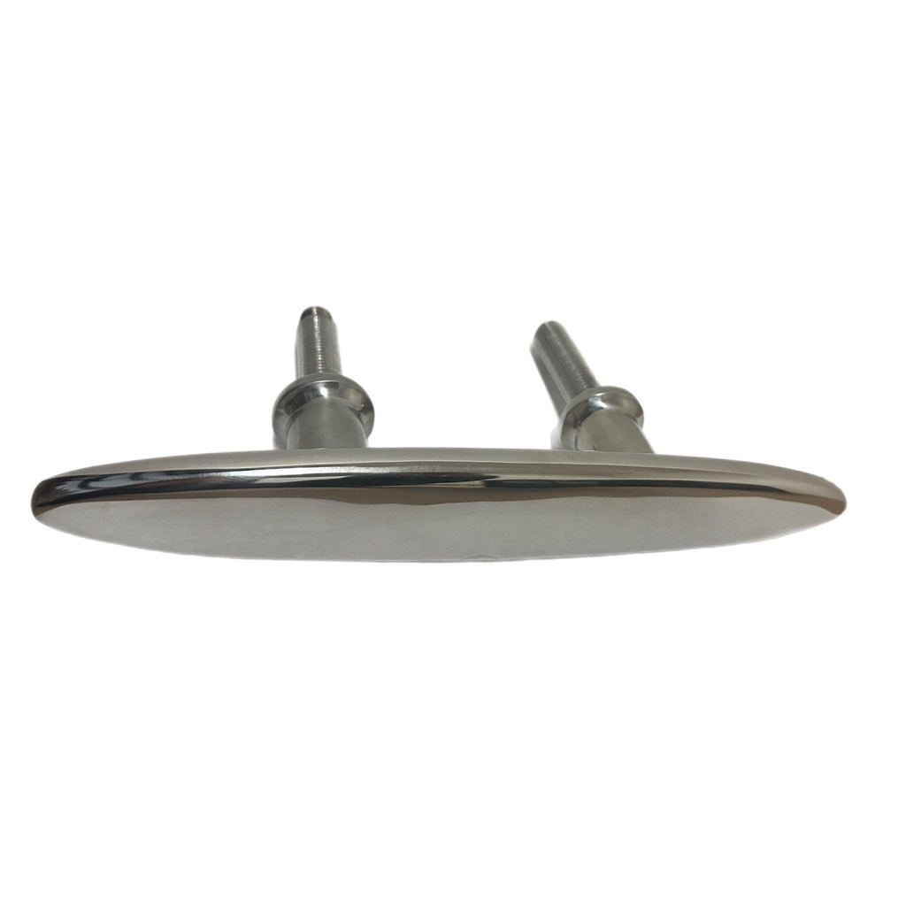 Marine Hardware 10" 316 SS Stud Mount Euro Style Cleat SSCL66011-2SE - Essenbay Marine