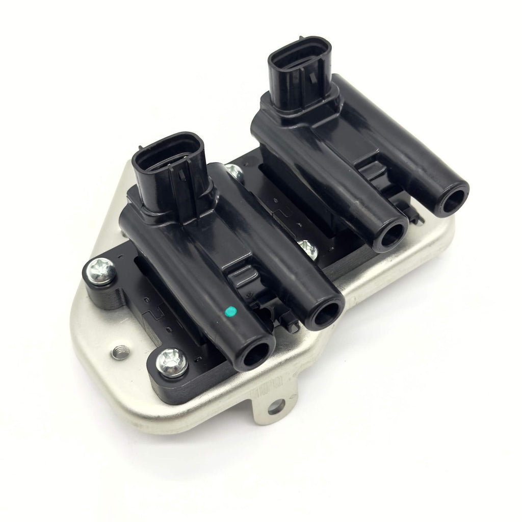 Ignition Coil Assembly for Subaru Sambar Truck TT1, TT2 Models (1999-2012), featuring a black and silver design with three coil connectors.