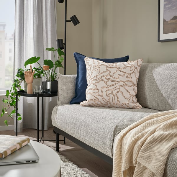 GULDFLY cushion cover, off-white/yellow-beige, 50x50 cm