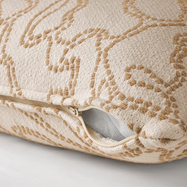 GULDFLY cushion cover, off-white/yellow-beige, 50x50 cm