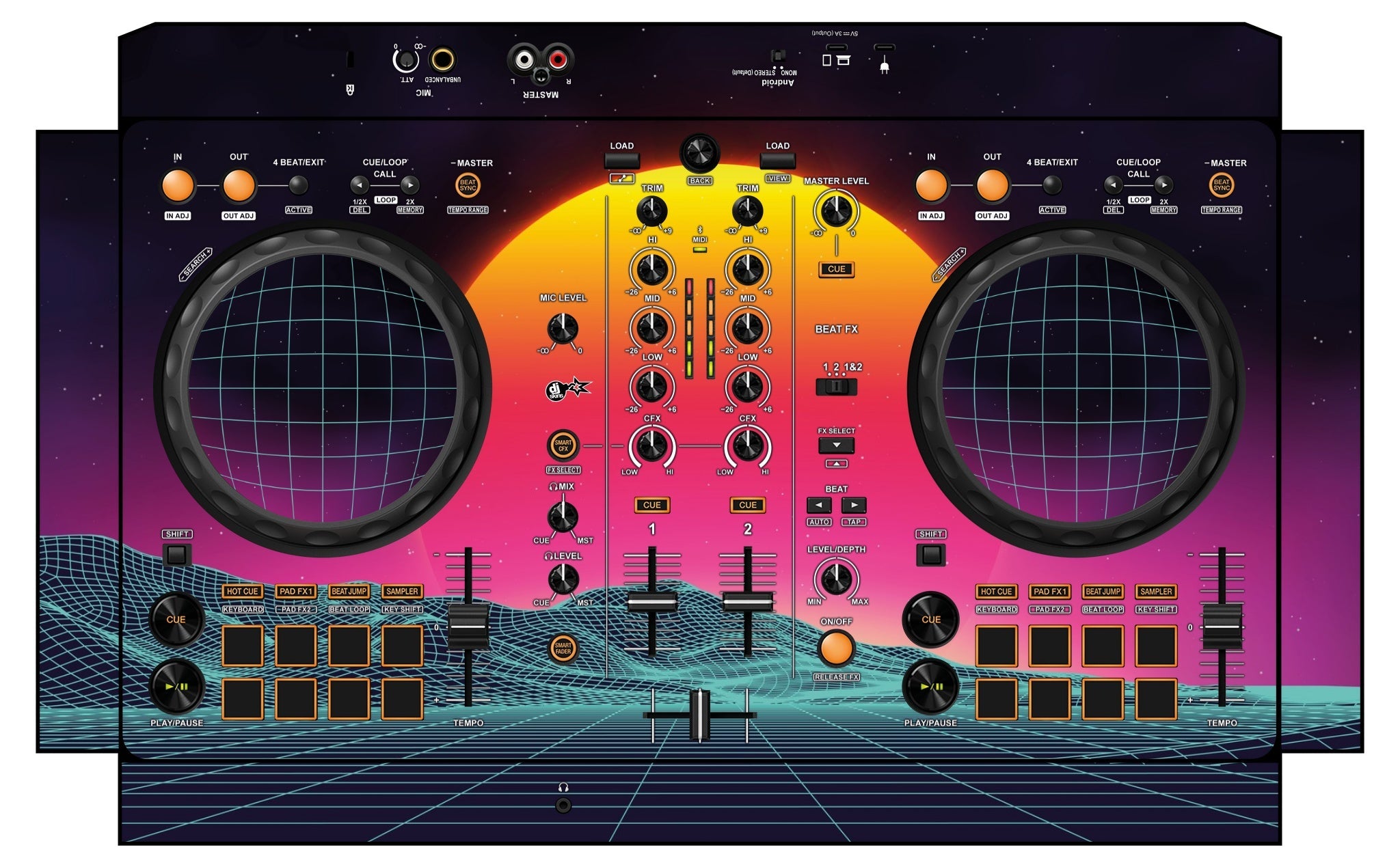 Pioneer DJ DDJ FLX 4 Skin Synthwave Horizon